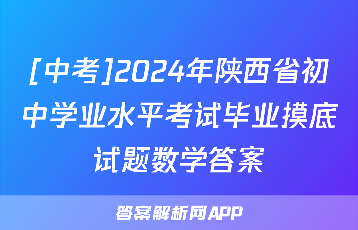 [中考]2024年陕西省初中学业水平考试毕业摸底试题数学答案