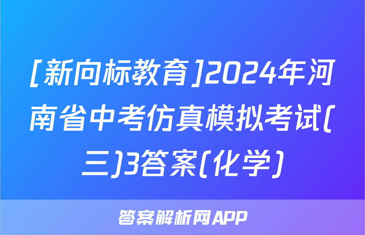 [新向标教育]2024年河南省中考仿真模拟考试(三)3答案(化学)