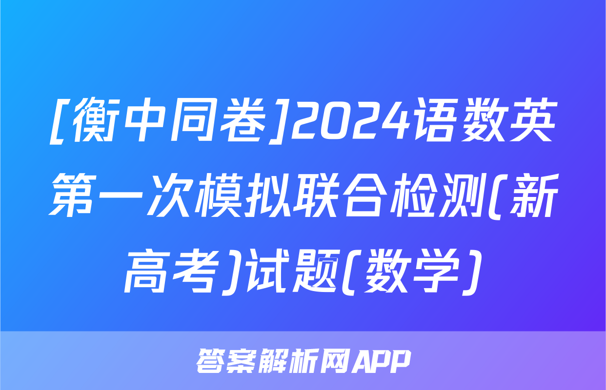 [衡中同卷]2024语数英第一次模拟联合检测(新高考)试题(数学)