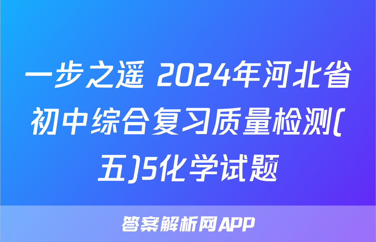 一步之遥 2024年河北省初中综合复习质量检测(五)5化学试题