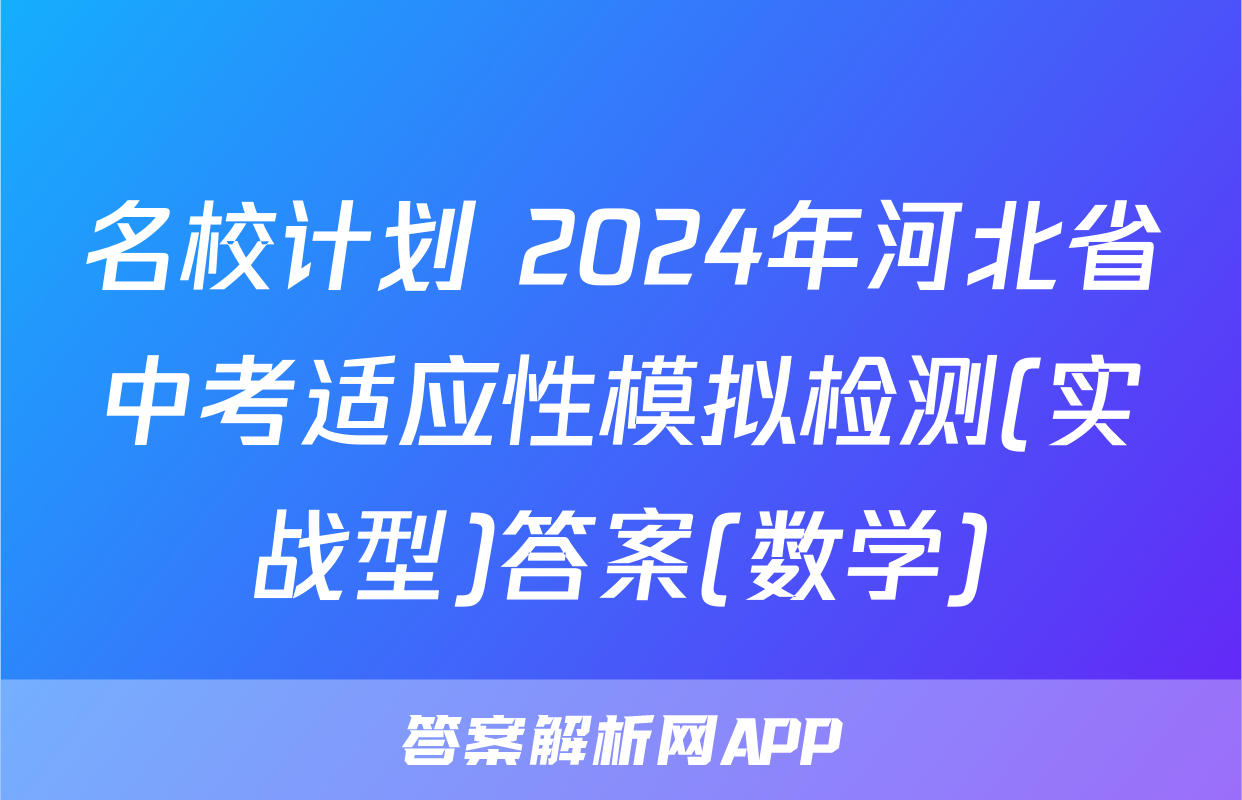 名校计划 2024年河北省中考适应性模拟检测(实战型)答案(数学)