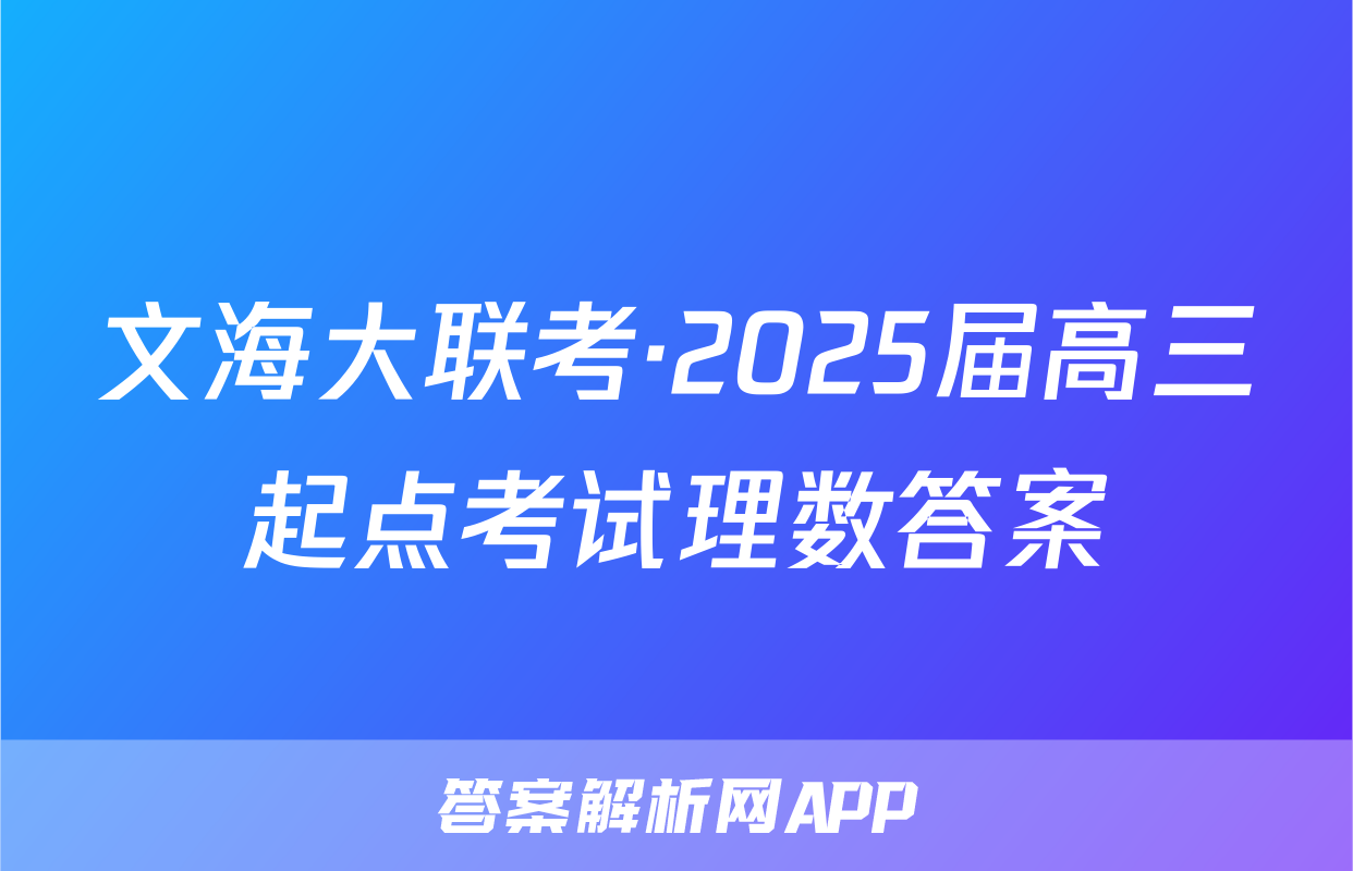 文海大联考·2025届高三起点考试理数答案