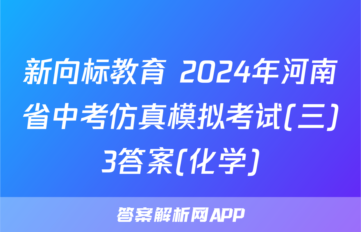 新向标教育 2024年河南省中考仿真模拟考试(三)3答案(化学)