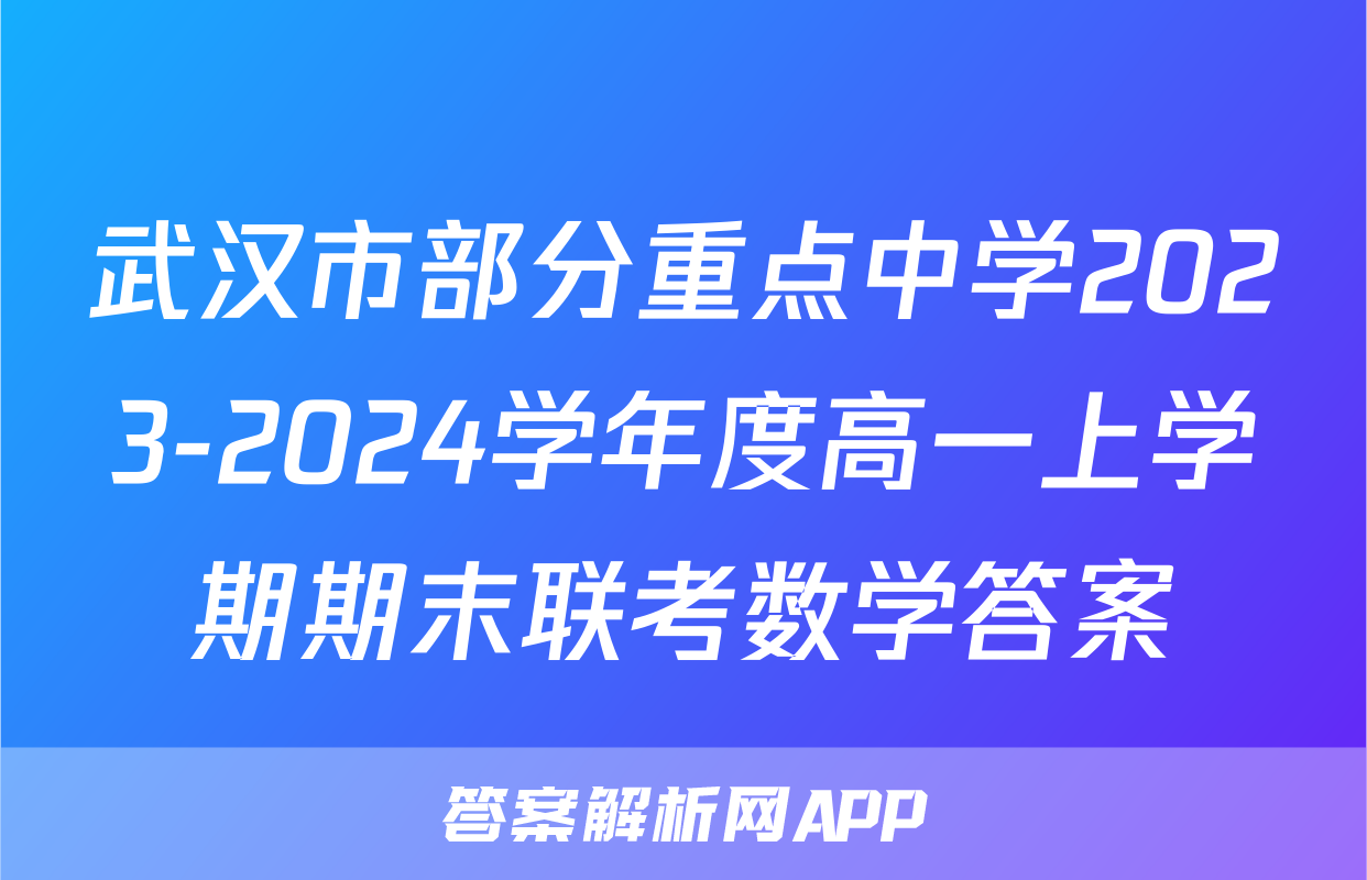 武汉市部分重点中学2023-2024学年度高一上学期期末联考数学答案
