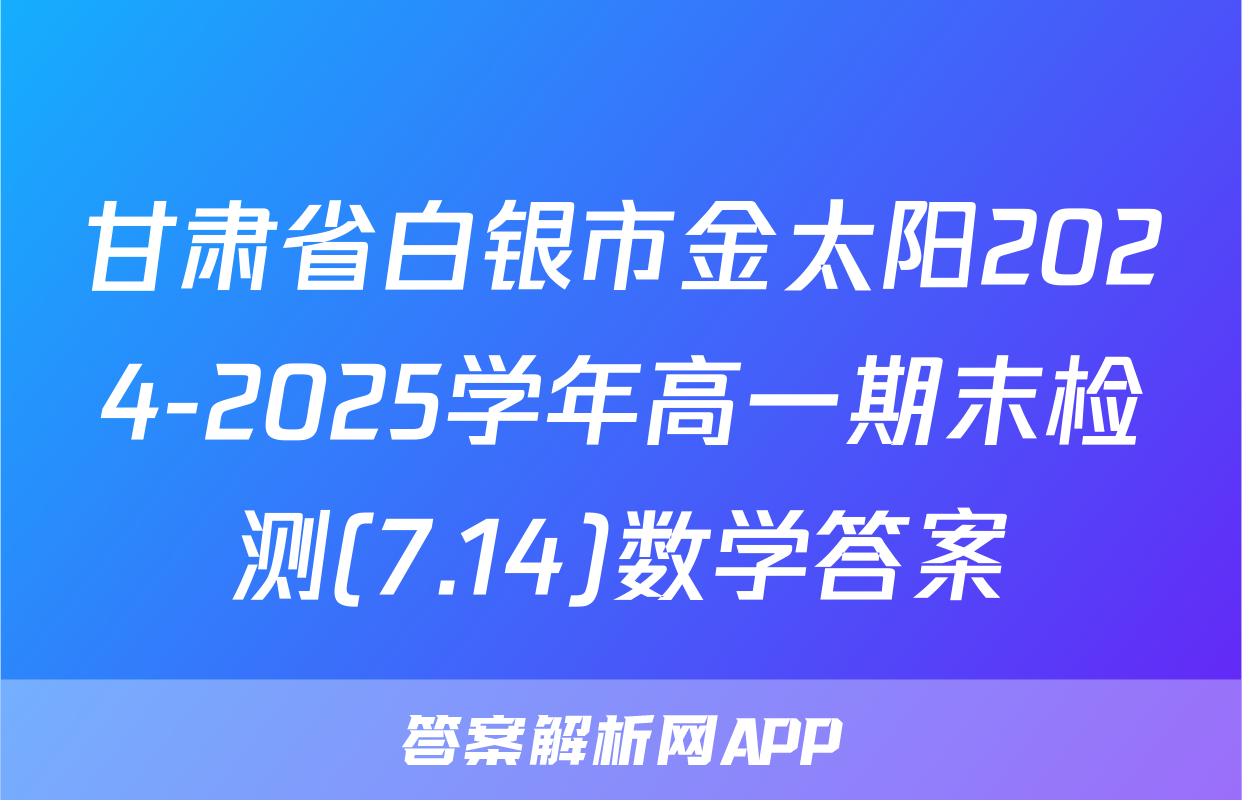 甘肃省白银市金太阳2024-2025学年高一期末检测(7.14)数学答案