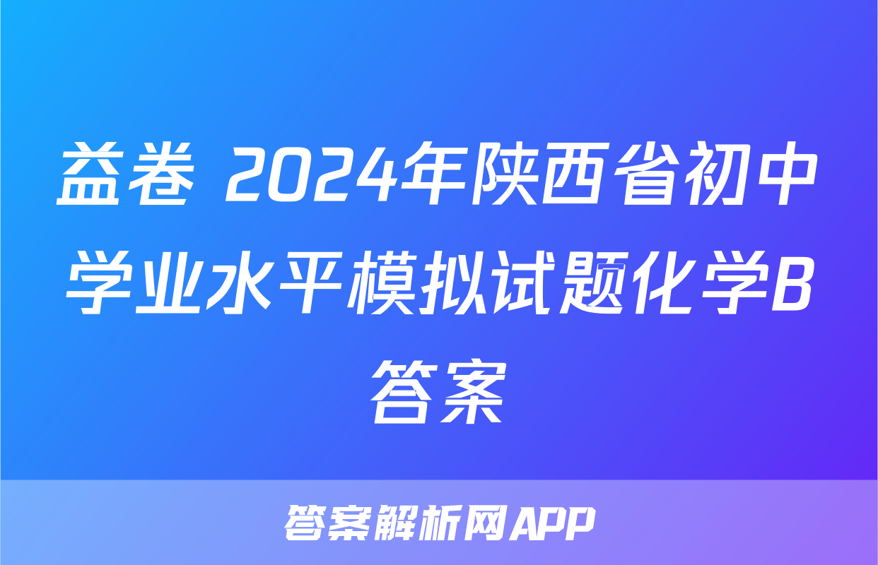 益卷 2024年陕西省初中学业水平模拟试题化学B答案