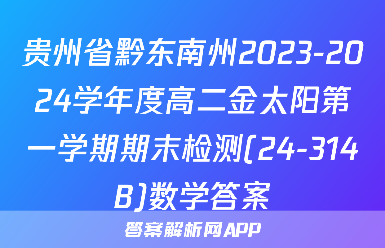 贵州省黔东南州2023-2024学年度高二金太阳第一学期期末检测(24-314B)数学答案