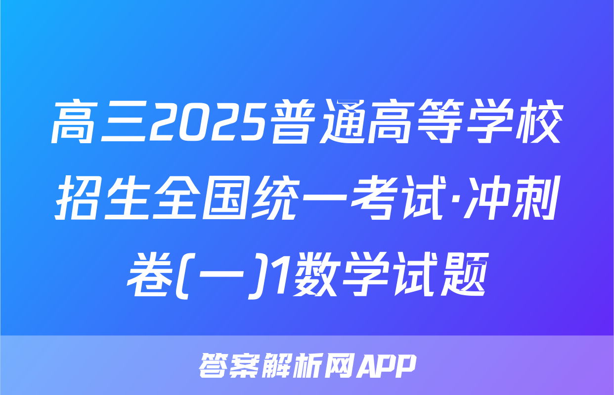 高三2025普通高等学校招生全国统一考试·冲刺卷(一)1数学试题