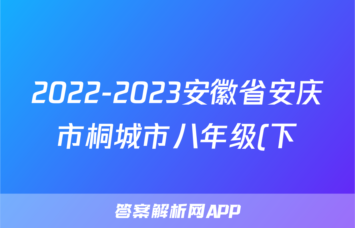 2022-2023安徽省安庆市桐城市八年级(下)期末历史试卷(含解析)考试试卷