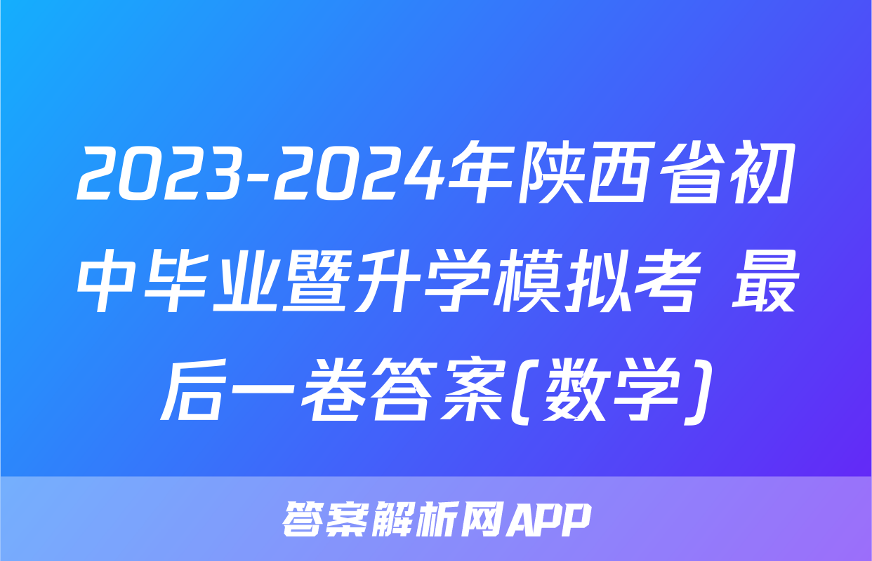 2023-2024年陕西省初中毕业暨升学模拟考 最后一卷答案(数学)