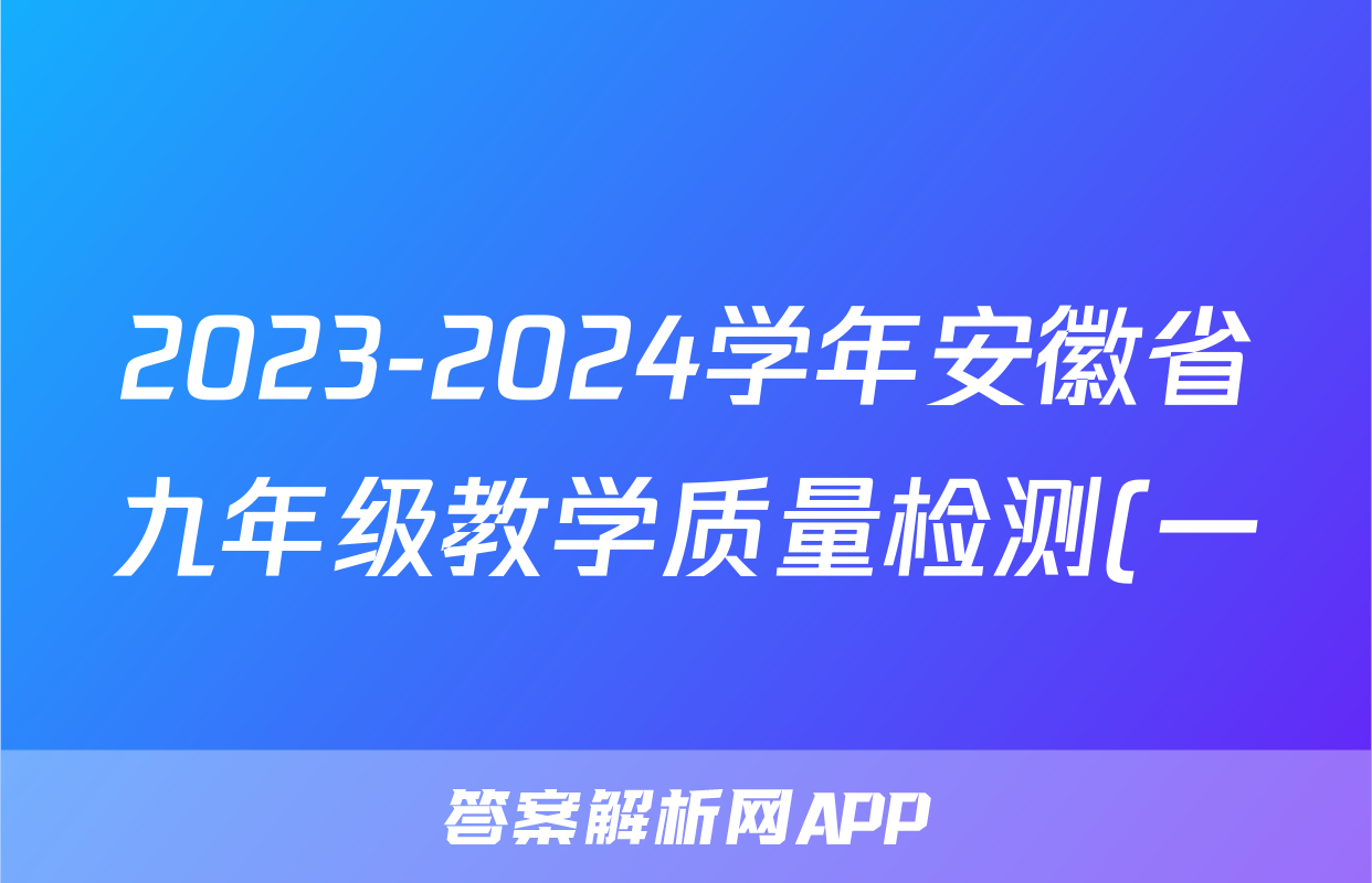 2023-2024学年安徽省九年级教学质量检测(一)语文试题核查
