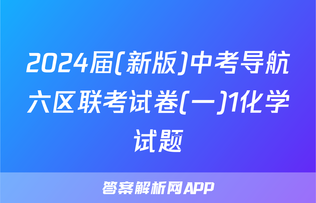 2024届(新版)中考导航六区联考试卷(一)1化学试题