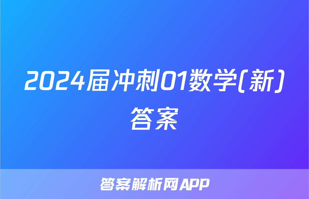 2024届冲刺01数学(新)答案