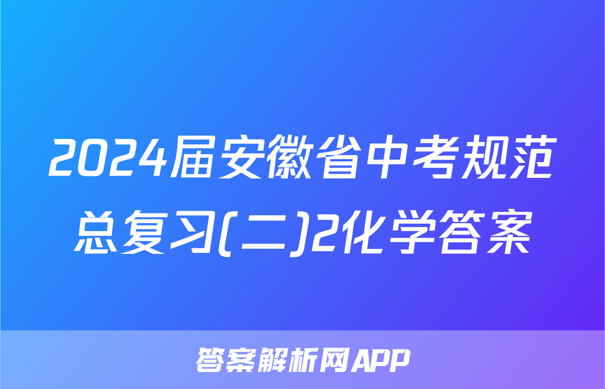 2024届安徽省中考规范总复习(二)2化学答案