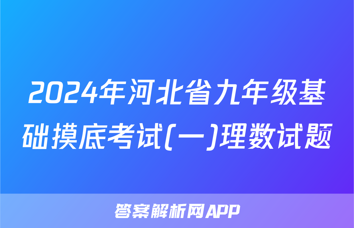 2024年河北省九年级基础摸底考试(一)理数试题