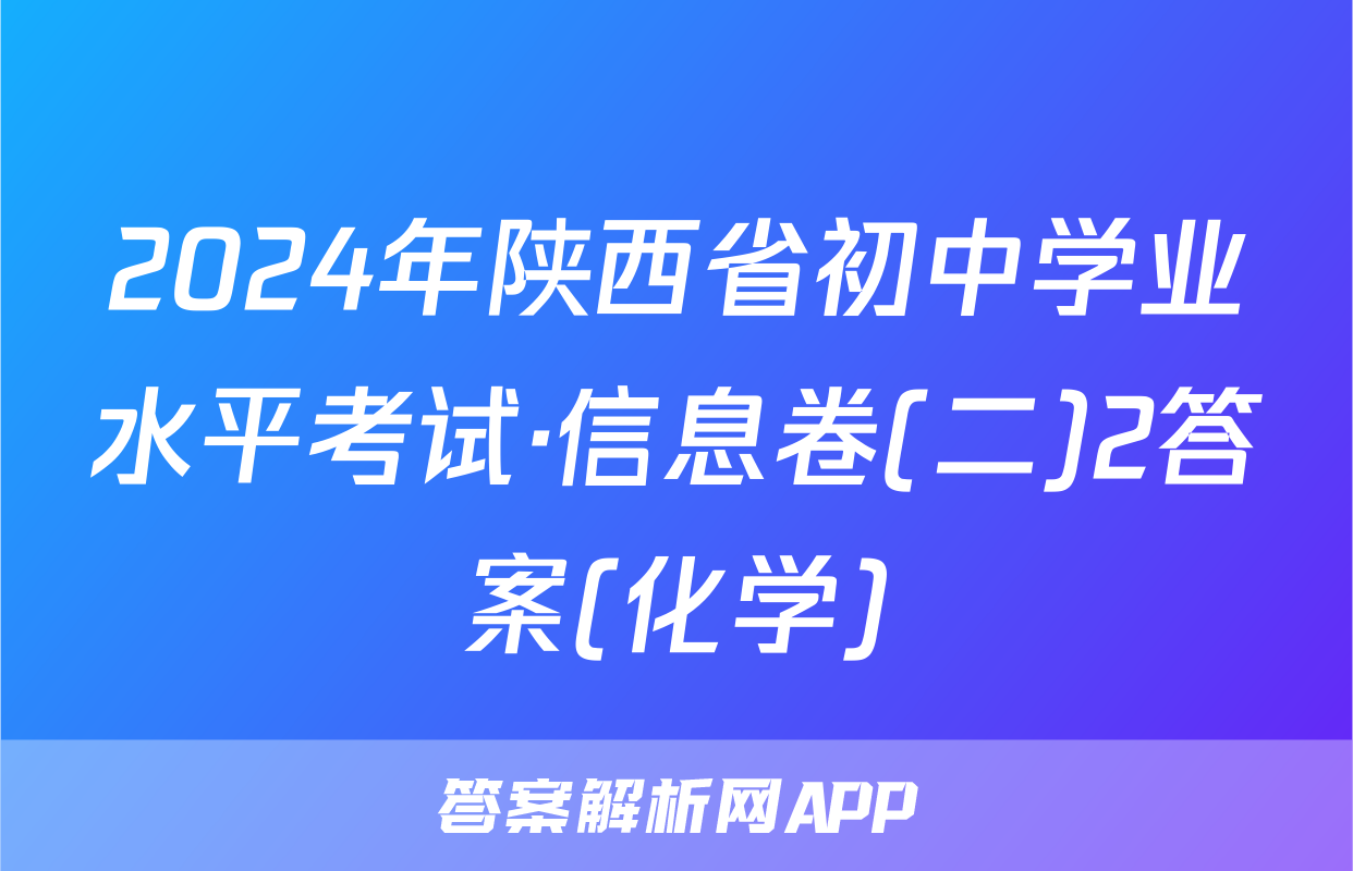 2024年陕西省初中学业水平考试·信息卷(二)2答案(化学)