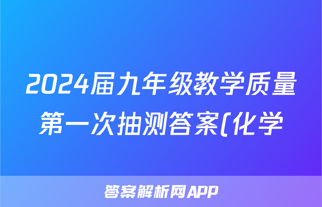 2024届九年级教学质量第一次抽测答案(化学)
