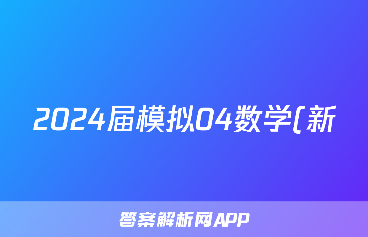 2024届模拟04数学(新)试题