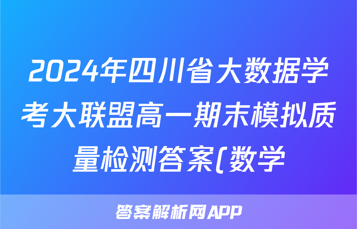 2024年四川省大数据学考大联盟高一期末模拟质量检测答案(数学)
