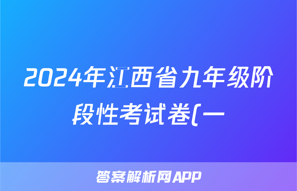 2024年江西省九年级阶段性考试卷(一)数学试题