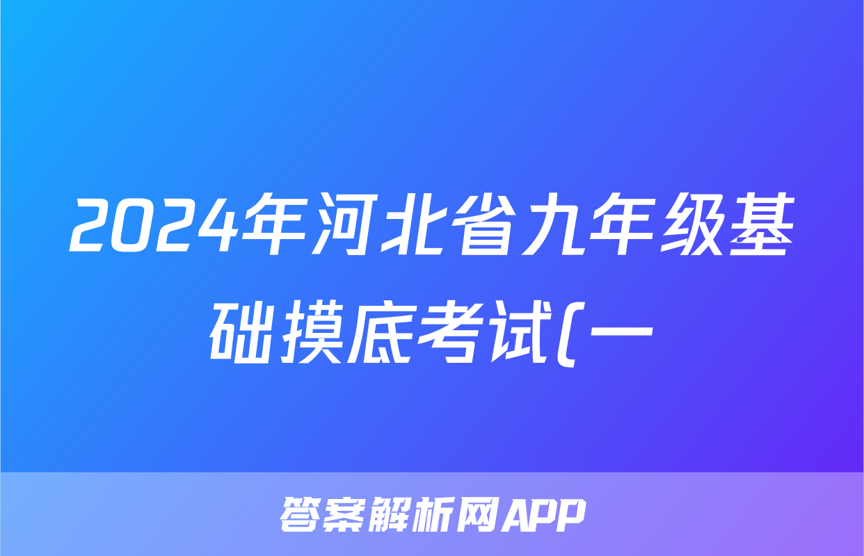 2024年河北省九年级基础摸底考试(一)文数试题
