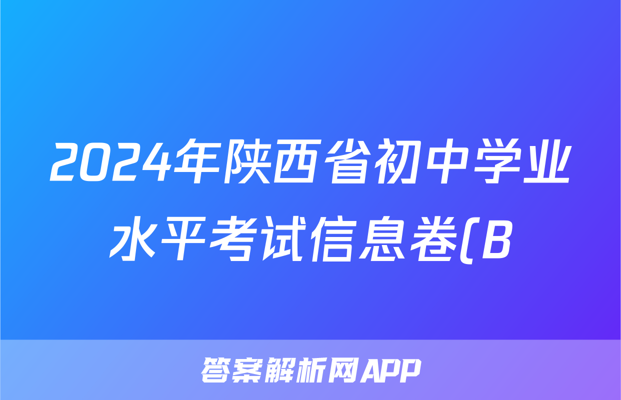 2024年陕西省初中学业水平考试信息卷(B)答案(数学)