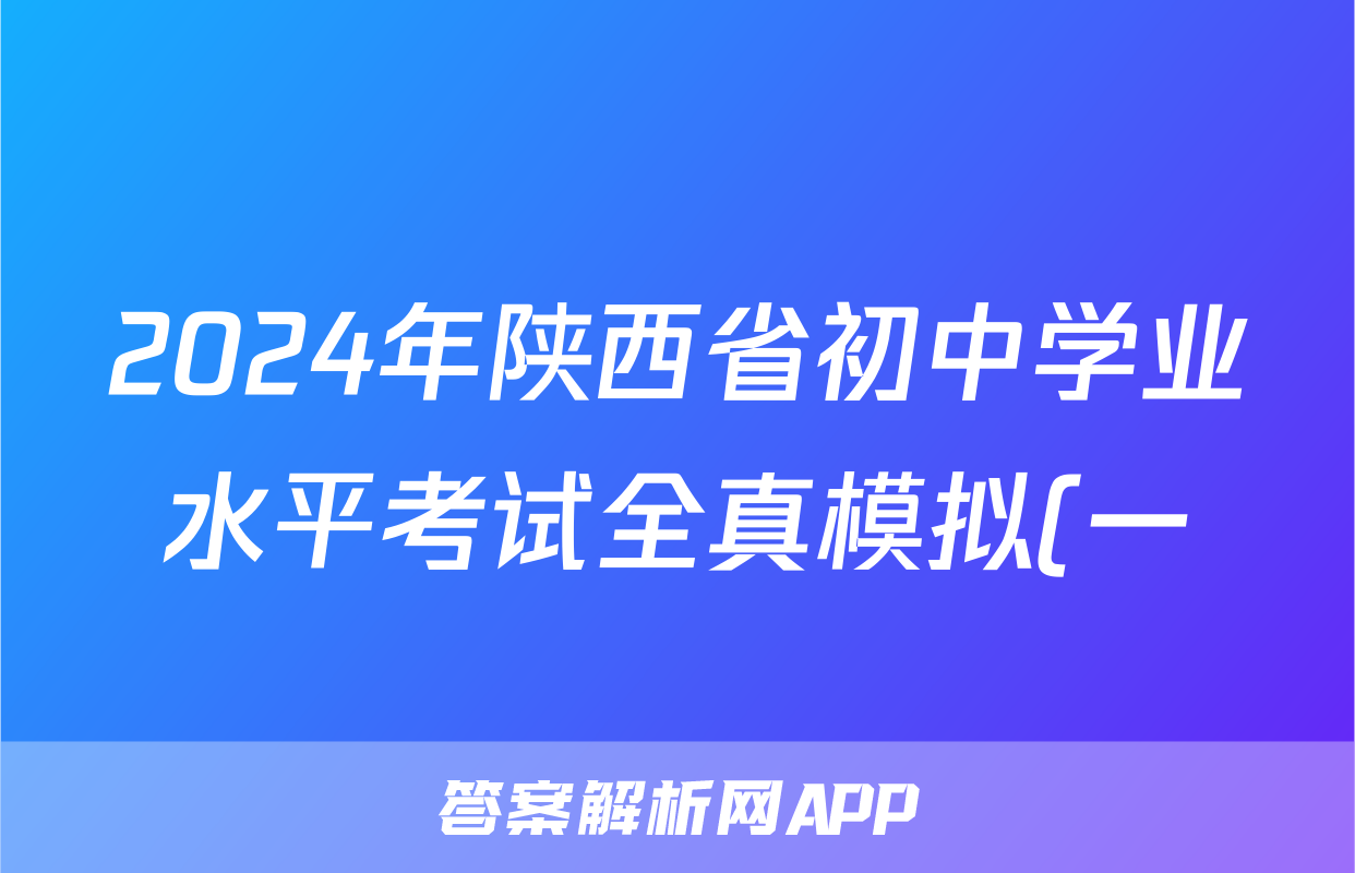 2024年陕西省初中学业水平考试全真模拟(一)1数学答案