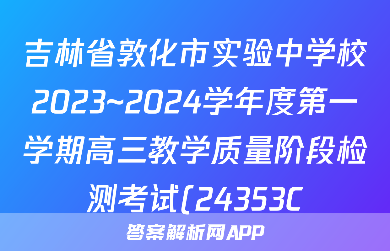 吉林省敦化市实验中学校2023~2024学年度第一学期高三教学质量阶段检测考试(24353C)数学试题