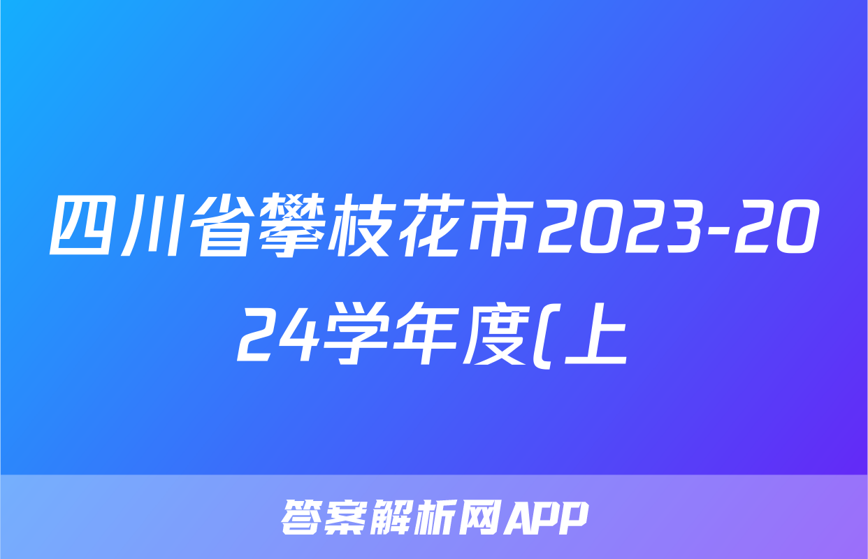 四川省攀枝花市2023-2024学年度(上)高二普通高中教学质量监测(2024.1)物理答案