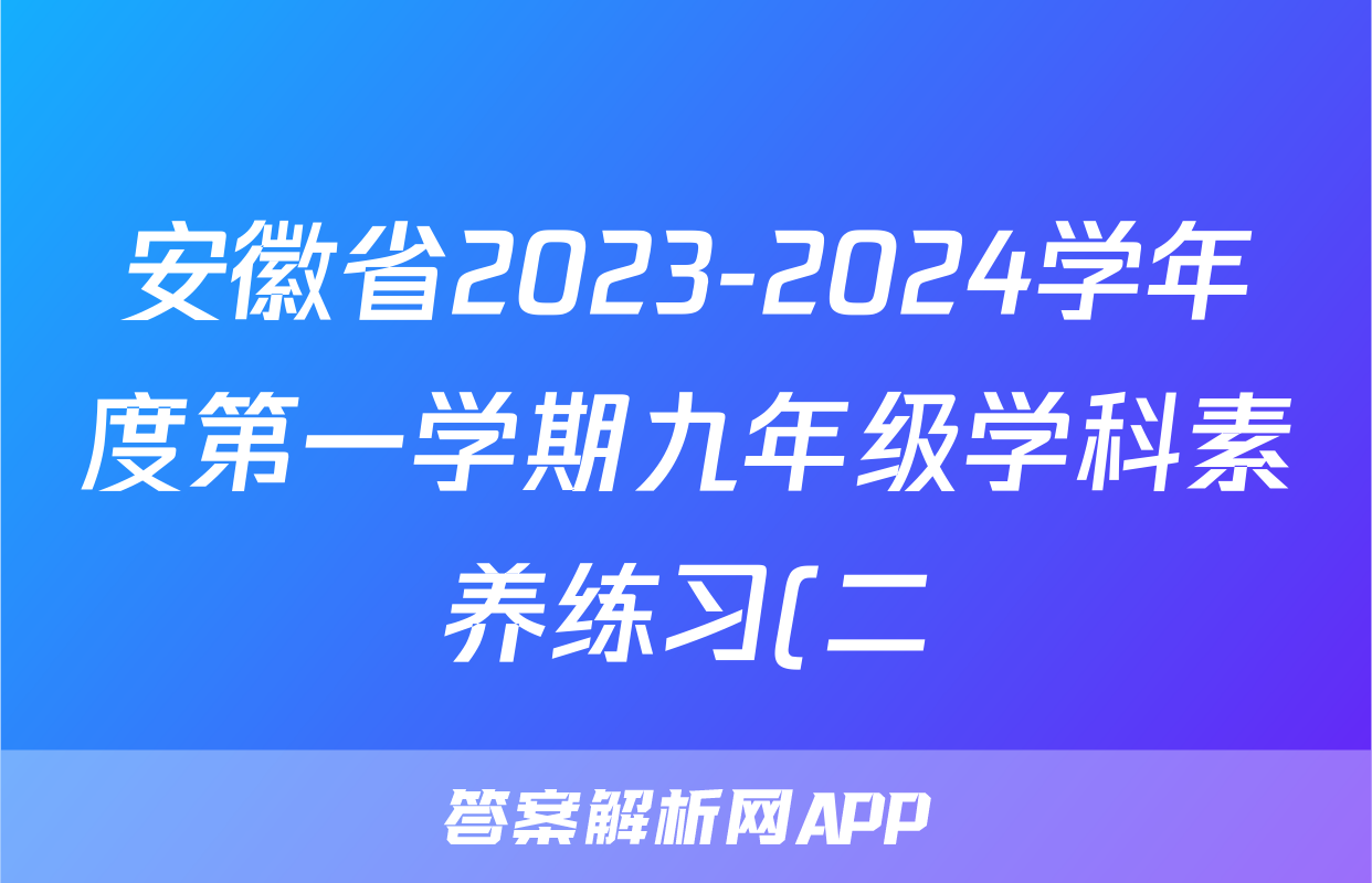 安徽省2023-2024学年度第一学期九年级学科素养练习(二)x物理试卷答案