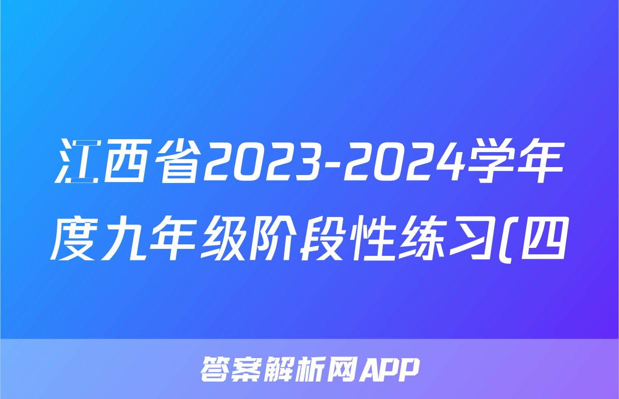 江西省2023-2024学年度九年级阶段性练习(四)4地理答案