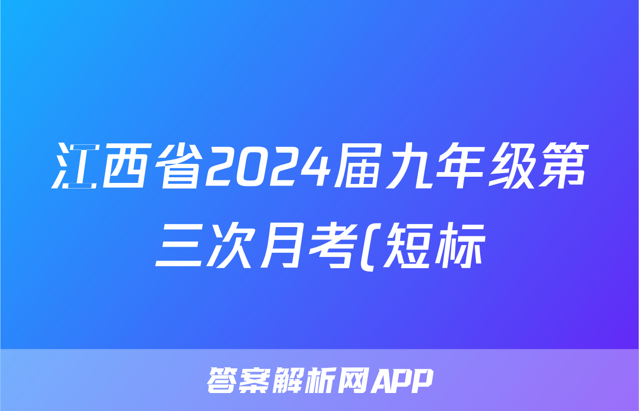 江西省2024届九年级第三次月考(短标)x物理试卷答案