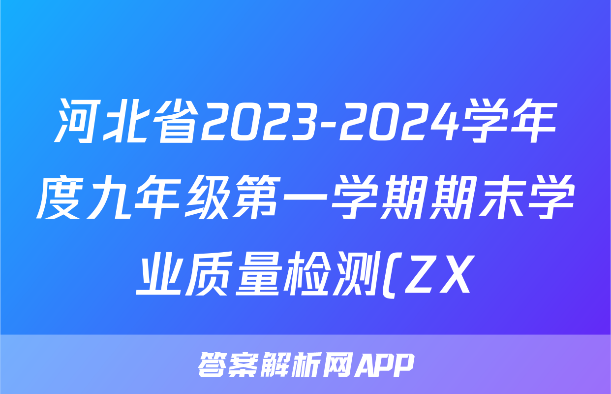 河北省2023-2024学年度九年级第一学期期末学业质量检测(ZX)物理试题