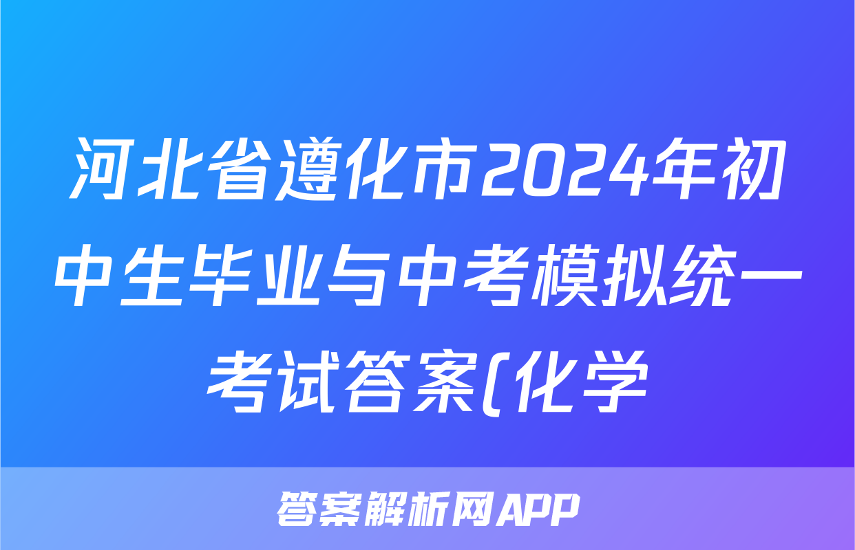 河北省遵化市2024年初中生毕业与中考模拟统一考试答案(化学)