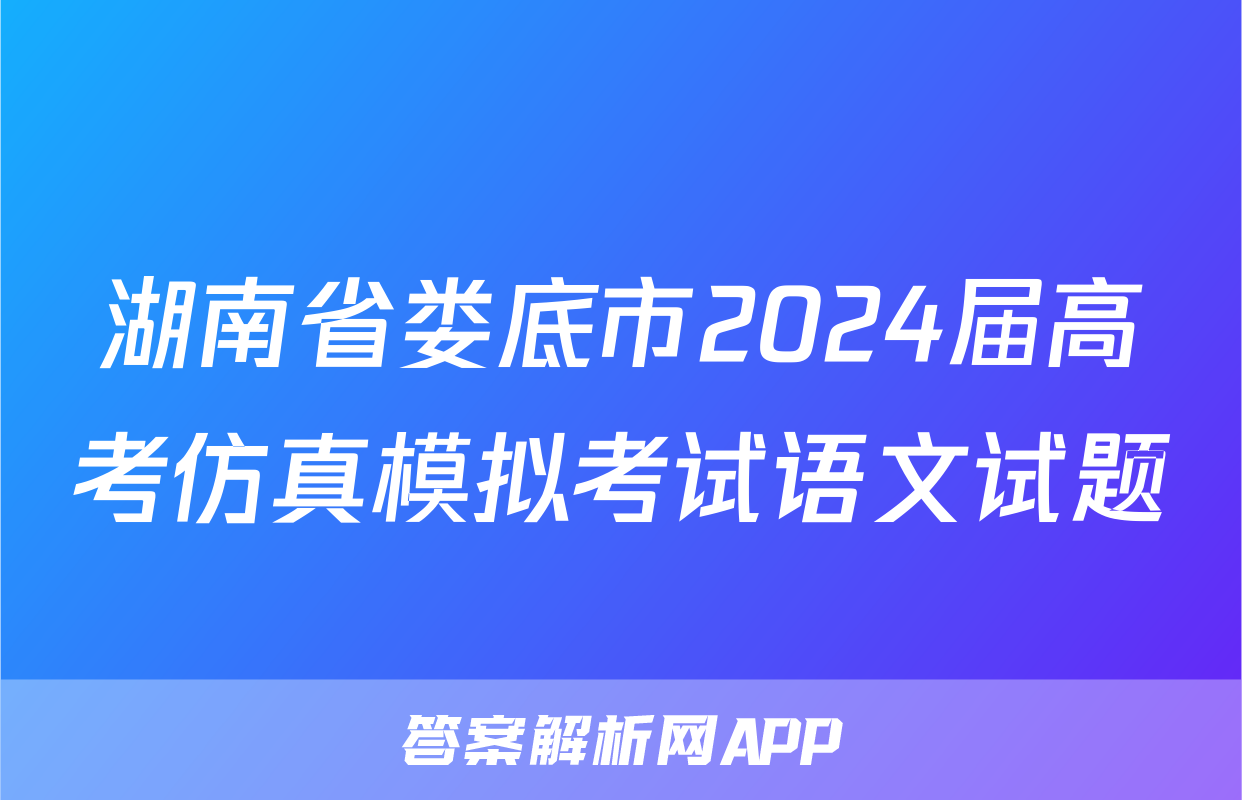 湖南省娄底市2024届高考仿真模拟考试语文试题