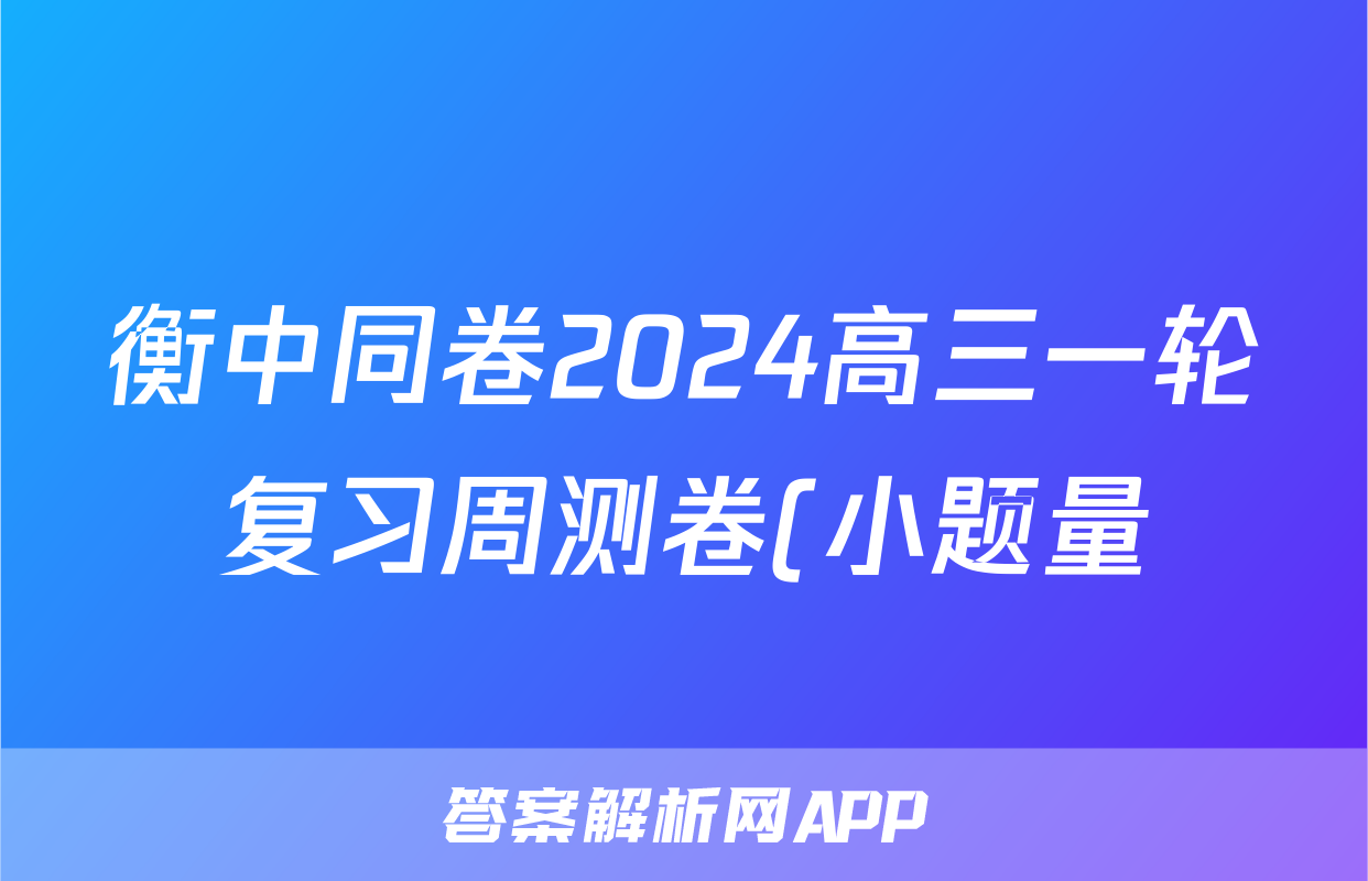 衡中同卷2024高三一轮复习周测卷(小题量) 全国版四数学试题