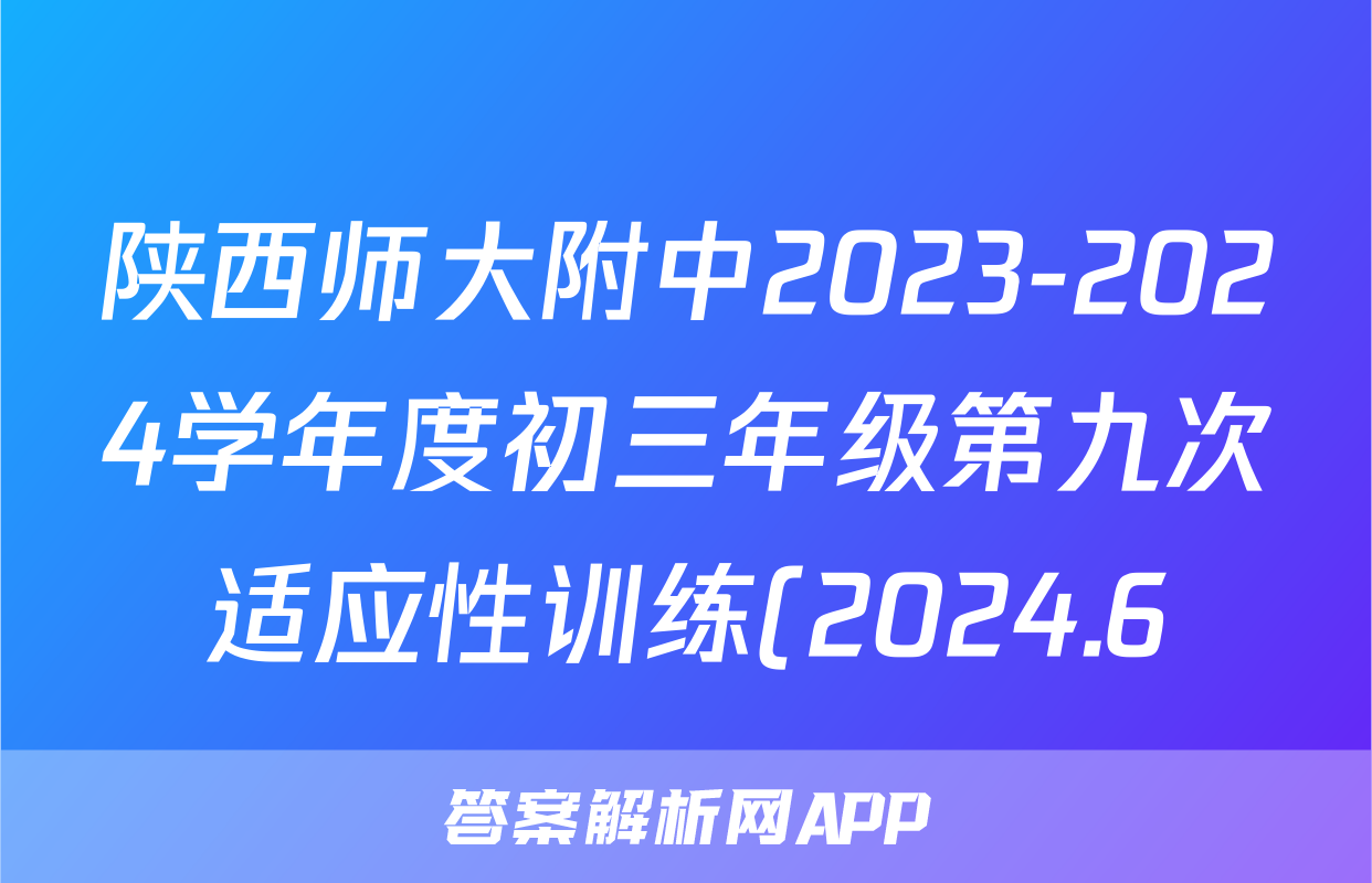 陕西师大附中2023-2024学年度初三年级第九次适应性训练(2024.6)试题(物理)