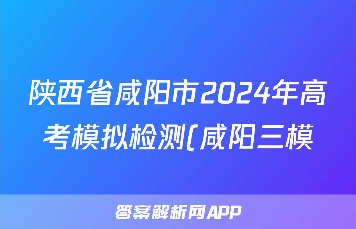 陕西省咸阳市2024年高考模拟检测(咸阳三模)(三)3试题(数学)